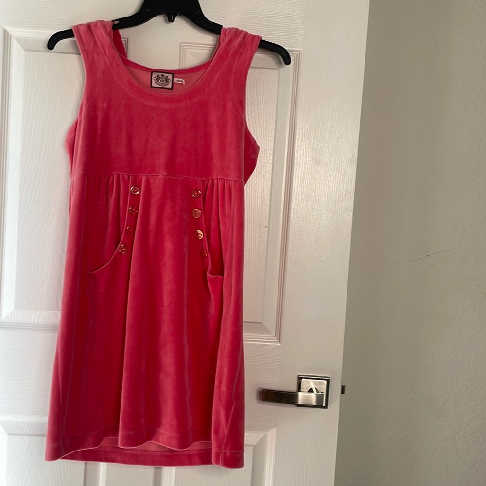 Juicy couture velour hooded tank mini dress with pockets Y2K